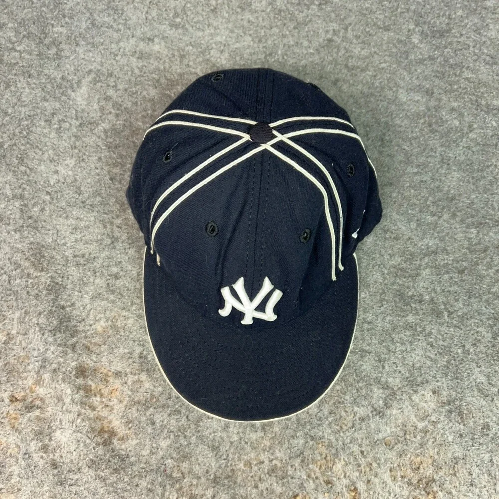 Vtg New York Yankees Mens Hat Cap 7 3/8 Navy White New Era 59Fifty Wool Baseball